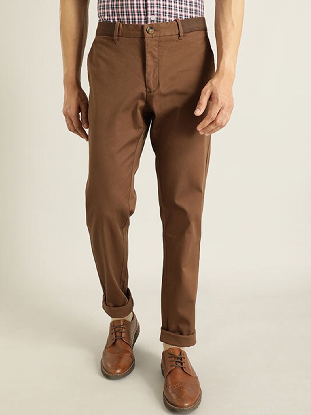 

Indian Terrain Men Brooklyn Slim Fit Chinos Trousers, Brown
