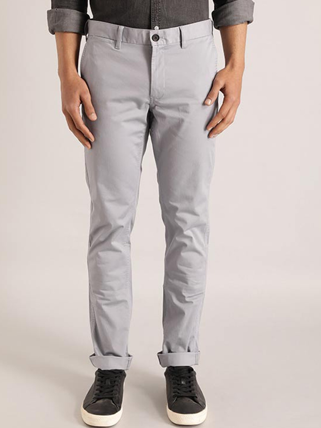 

Indian Terrain Men Brooklyn Mid-Rise Slim Fit Formal Trousers, Blue