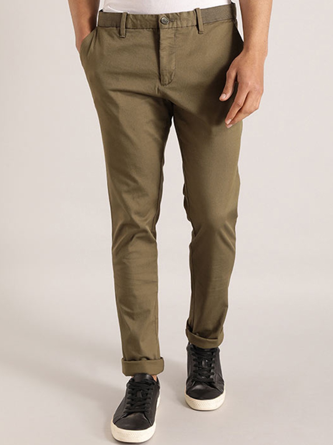 

Indian Terrain Men Brooklyn Slim Fit Chinos, Olive