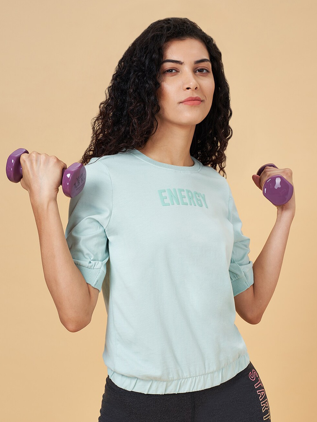 

Ajile by Pantaloons Typography Printed Cotton T-Shirt, Sea green
