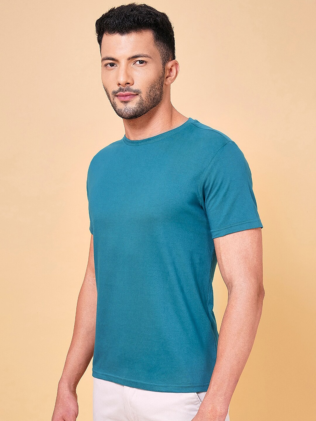 

BYFORD by Pantaloons Round Neck Cotton T-shirt, Teal