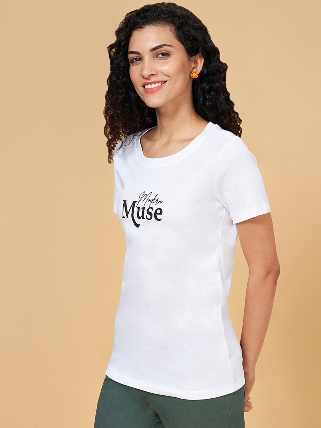 

Honey by Pantaloons Typography Printed Cotton T-Shirt, White