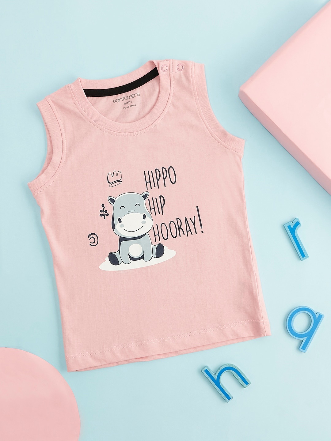 

Pantaloons Baby Infant Boys Graphic Printed Cotton T-shirt, Pink