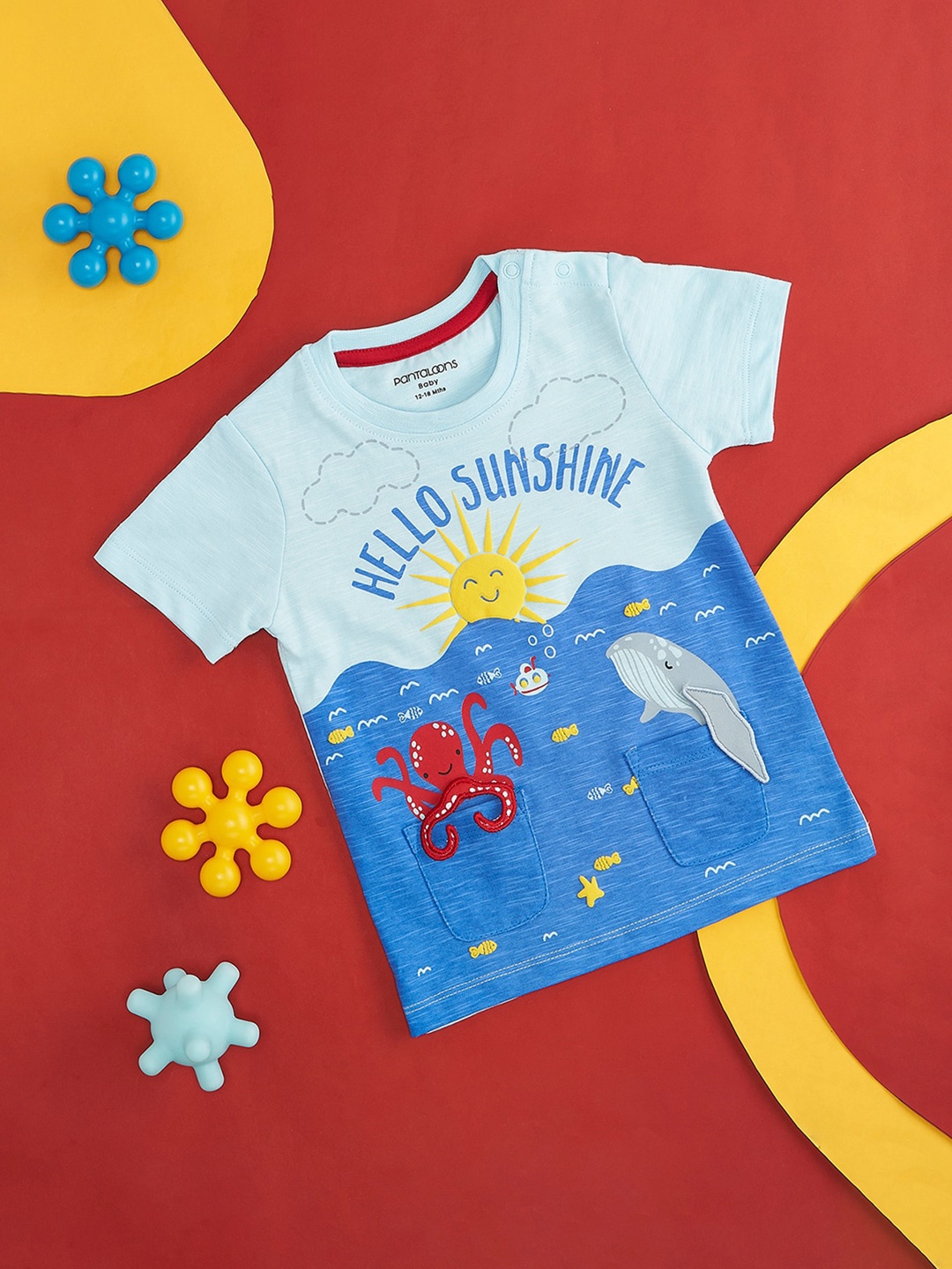 

Pantaloons Baby Infant Boys Graphic Printed Cotton T-shirt, Blue