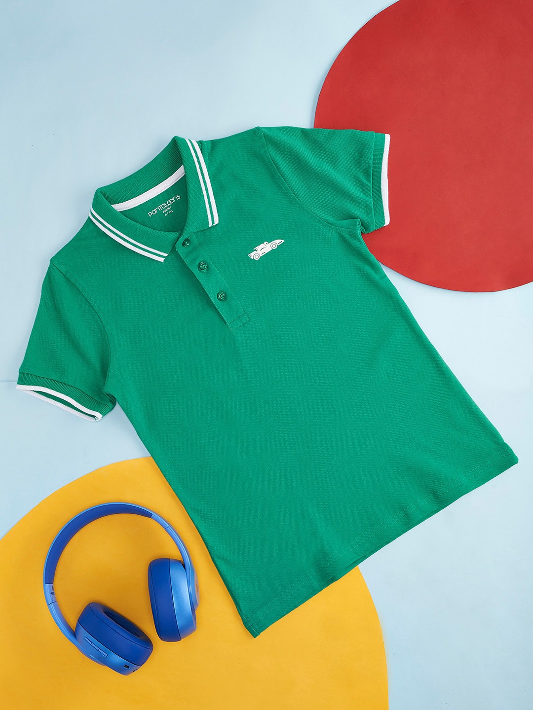 

Pantaloons Junior Boys Polo Collar Cotton T-shirt, Green