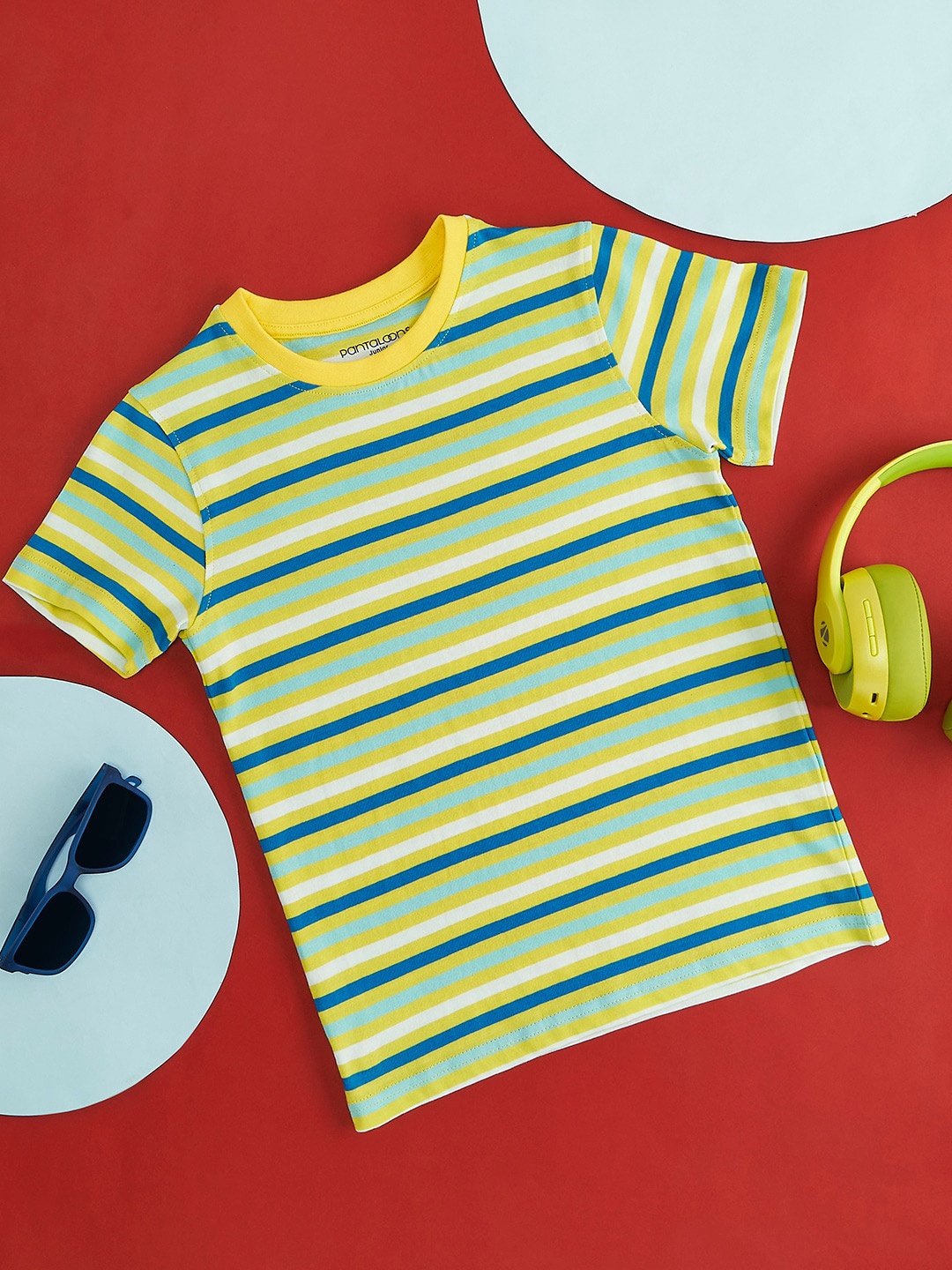 

Pantaloons Junior Boys Striped Cotton T-shirt, Yellow