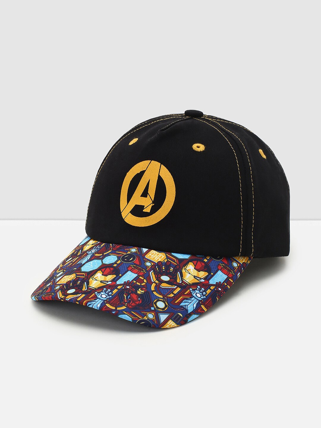 

max Boys Avengers Printed Pure Cotton Baseball Cap, Black