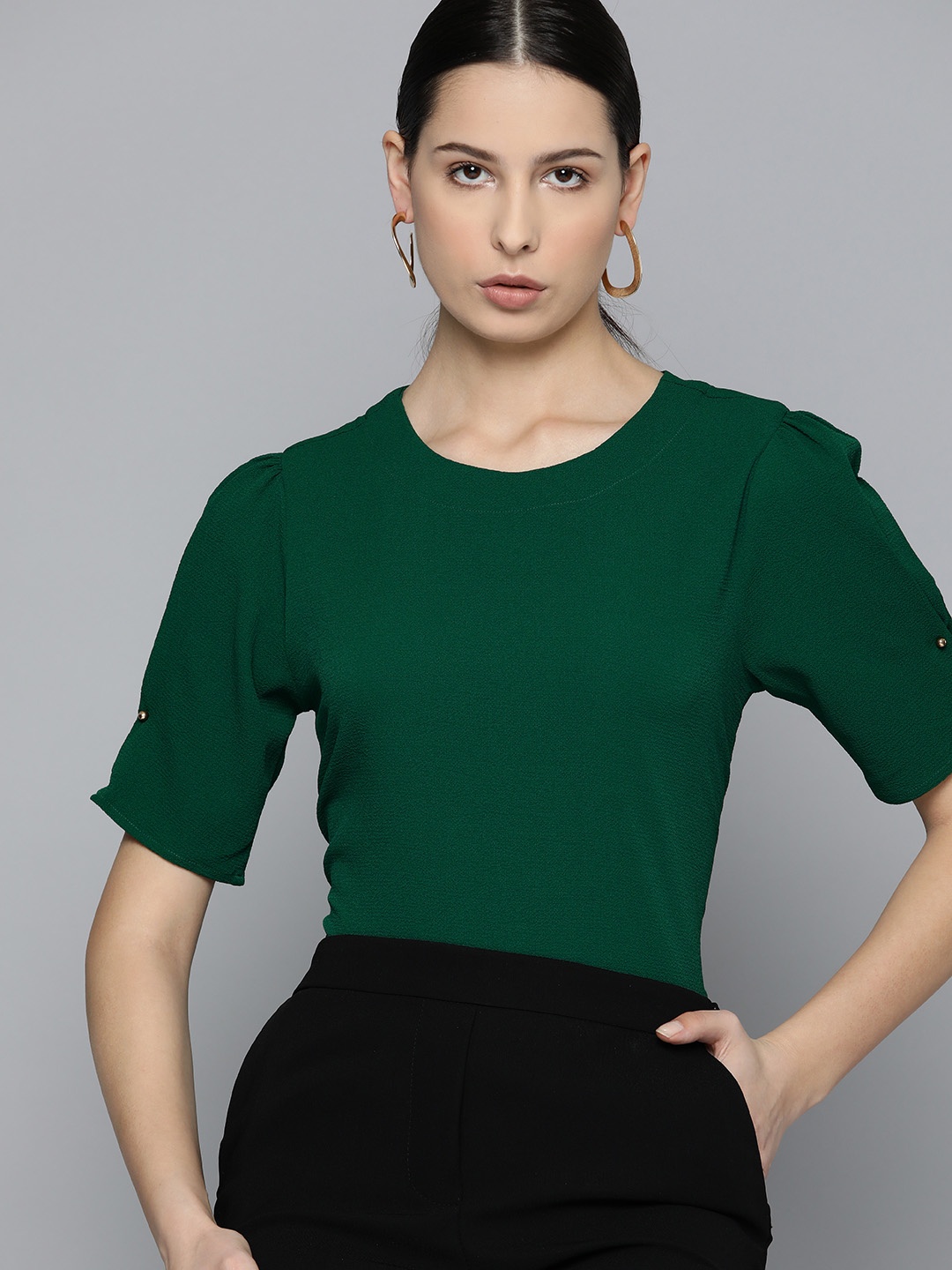 

Chemistry Puff Sleeves Top, Green