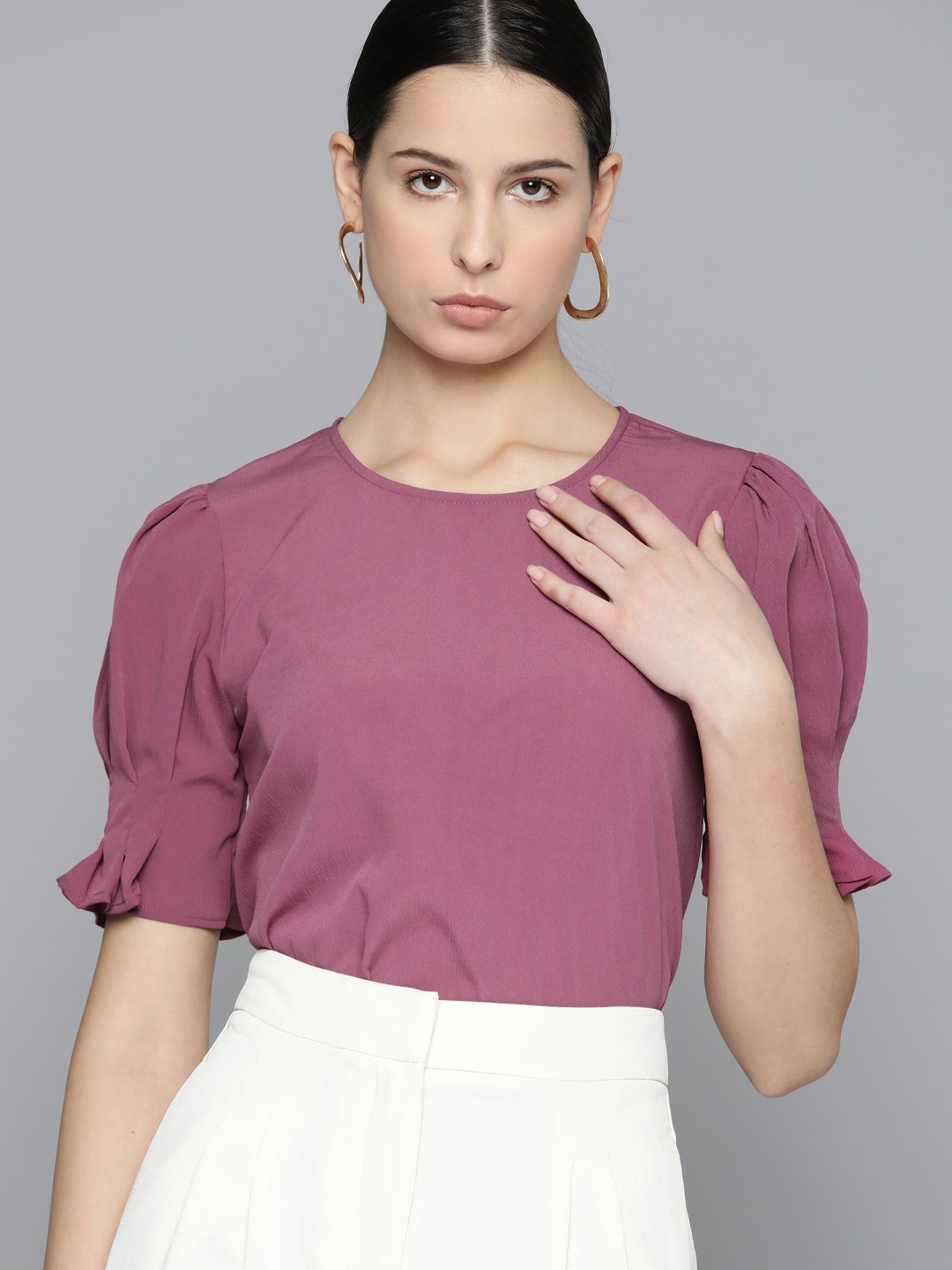 

Chemistry Puff Sleeves Top, Pink