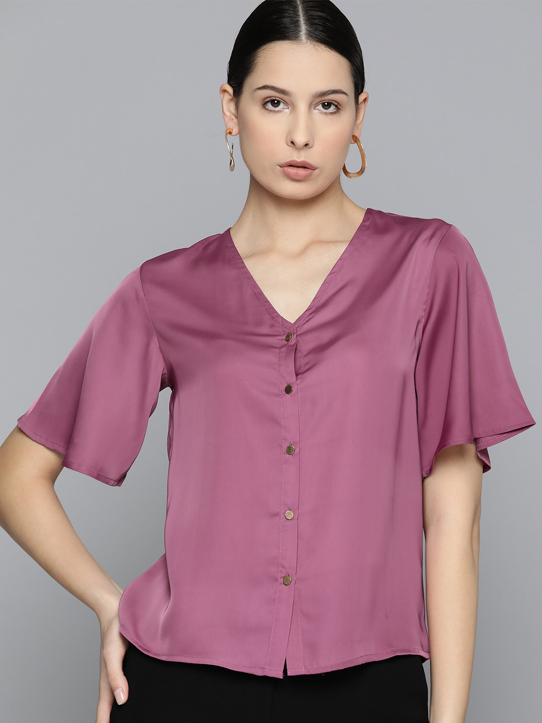 

Chemistry Flared Sleeves Top, Pink
