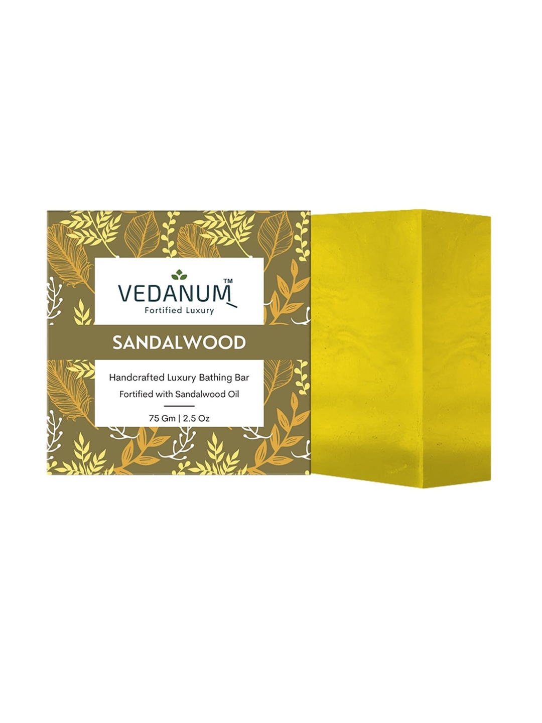 

VEDANUM Sandalwood Handcrafted Luxury Bathing Bar - 75 g, Yellow