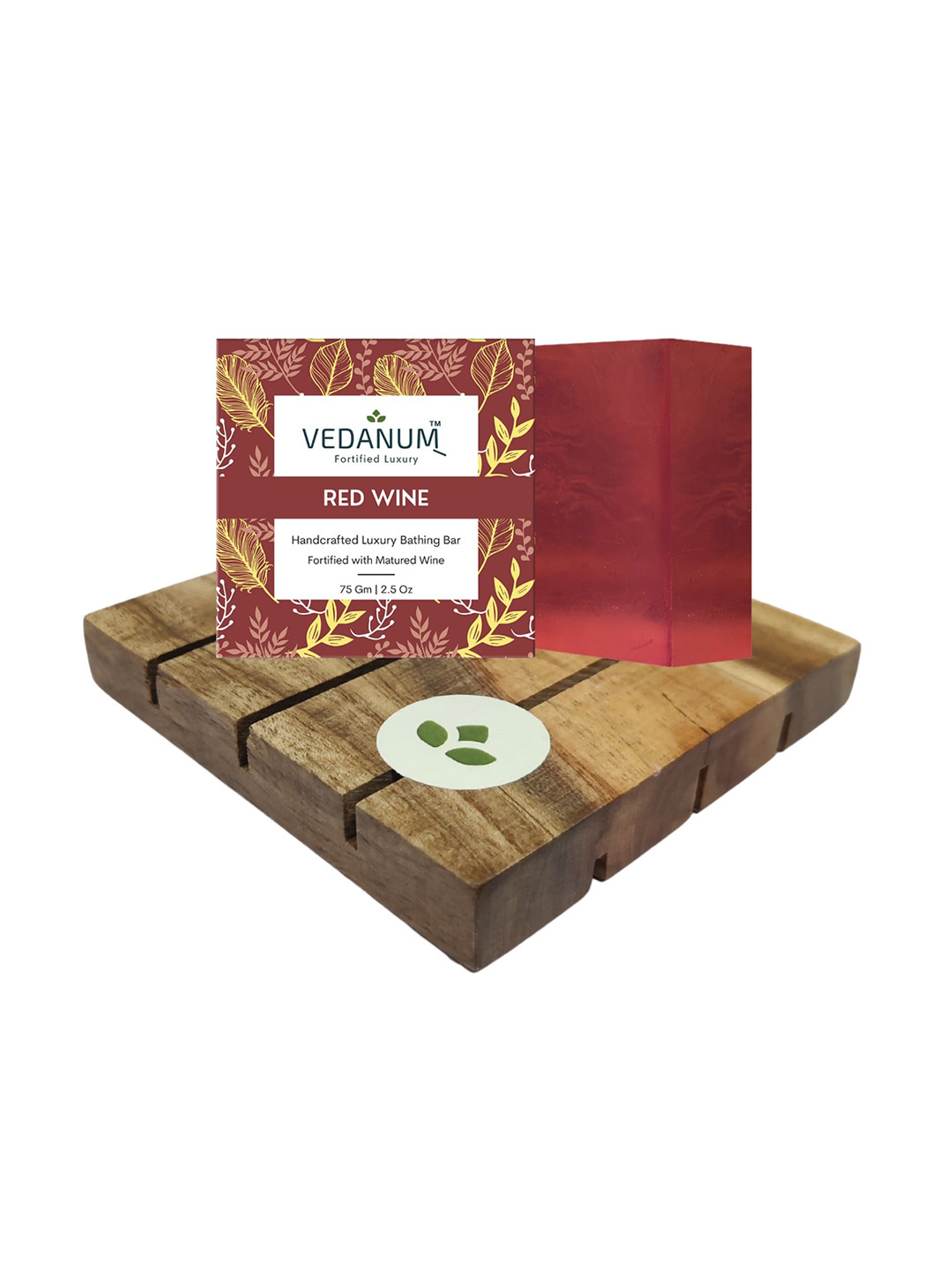

VEDANUM Premium Red Wine Soap With Natural Neem Wood Soap Stand, Grey