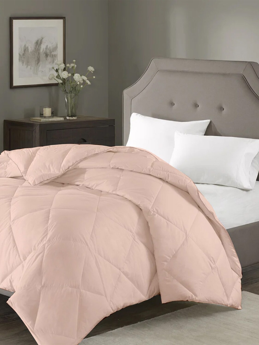 

RAZZAI Peach-Coloured Geometric Microfiber AC Room 150 GSM Single Bed Comforter