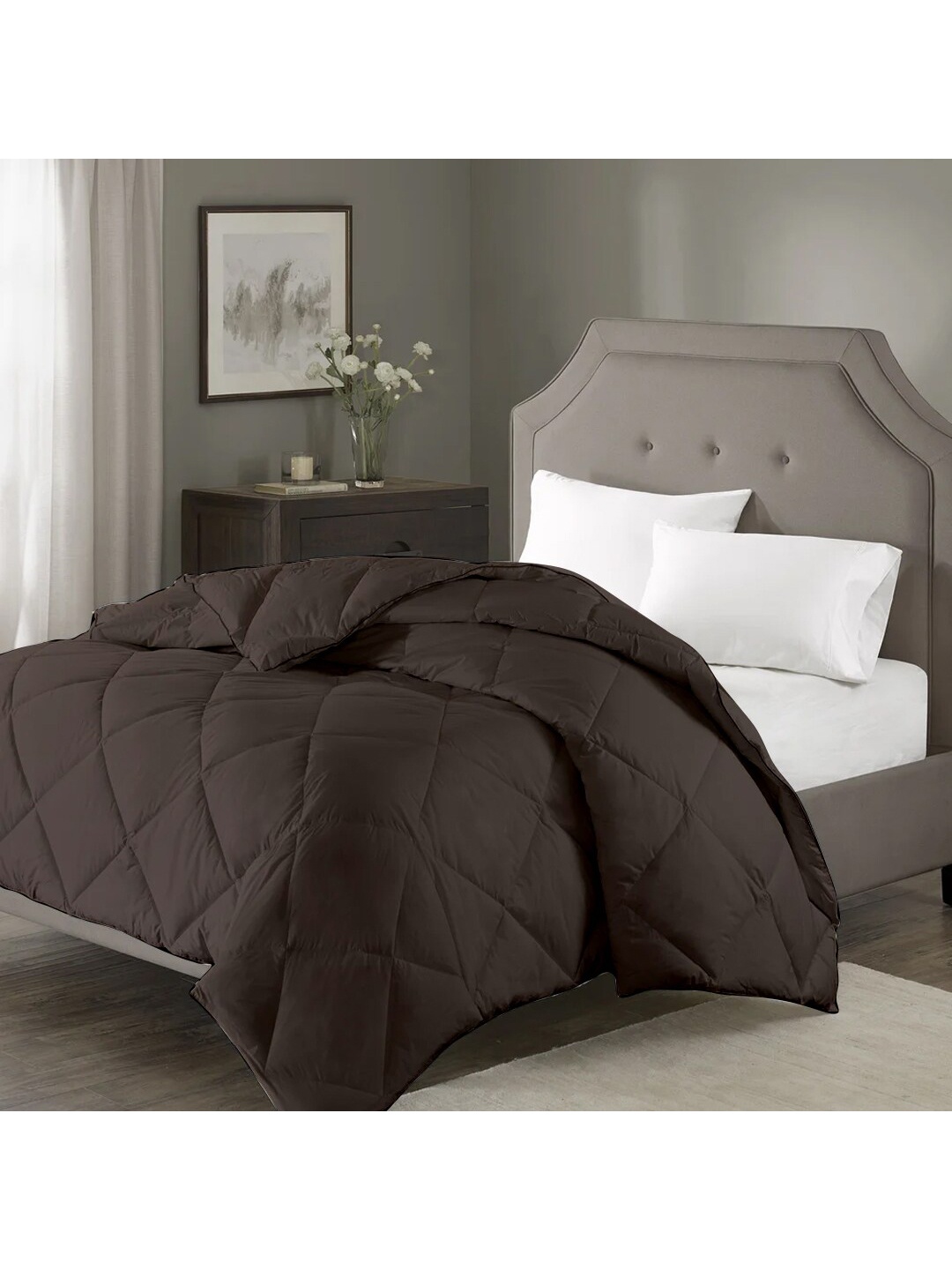 

RAZZAI Grey Geometric Microfiber AC Room 150 GSM Double Bed Comforter