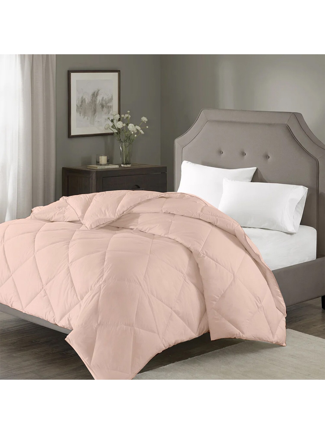 

RAZZAI Peach-Coloured Geometric Microfiber AC Room 150 GSM Double Bed Comforter