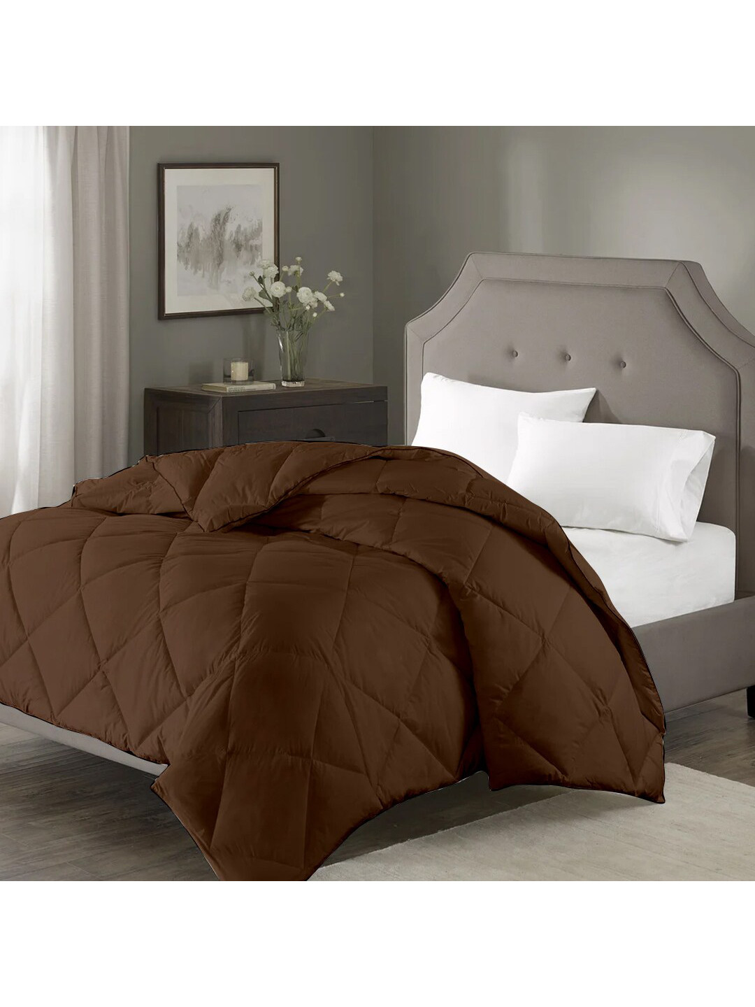 

RAZZAI Brown Geometric Microfiber AC Room 150 GSM Single Bed Comforter