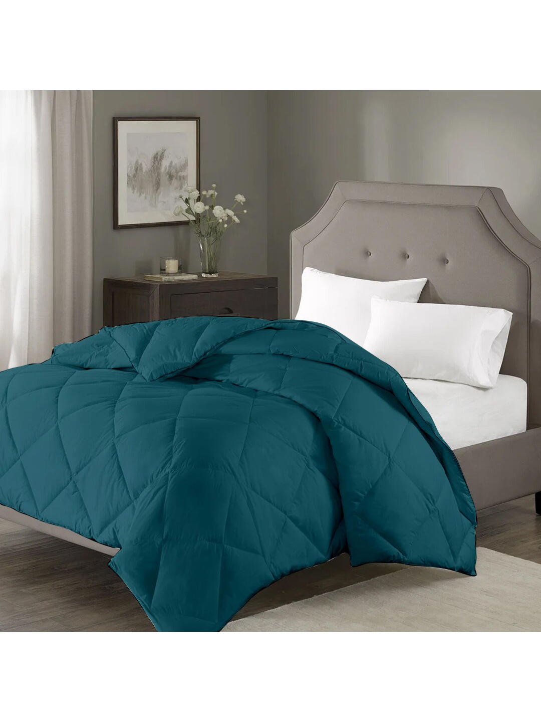 

RAZZAI Teal Geometric Microfiber AC Room 150 GSM Single Bed Comforter