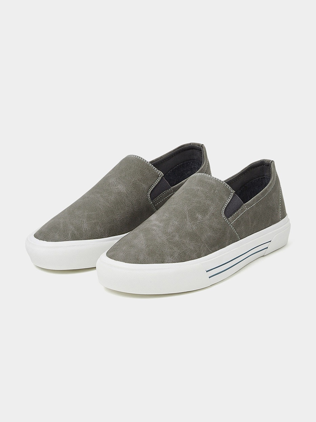 

Styli Men Round Toe Slip-On Sneakers, Grey