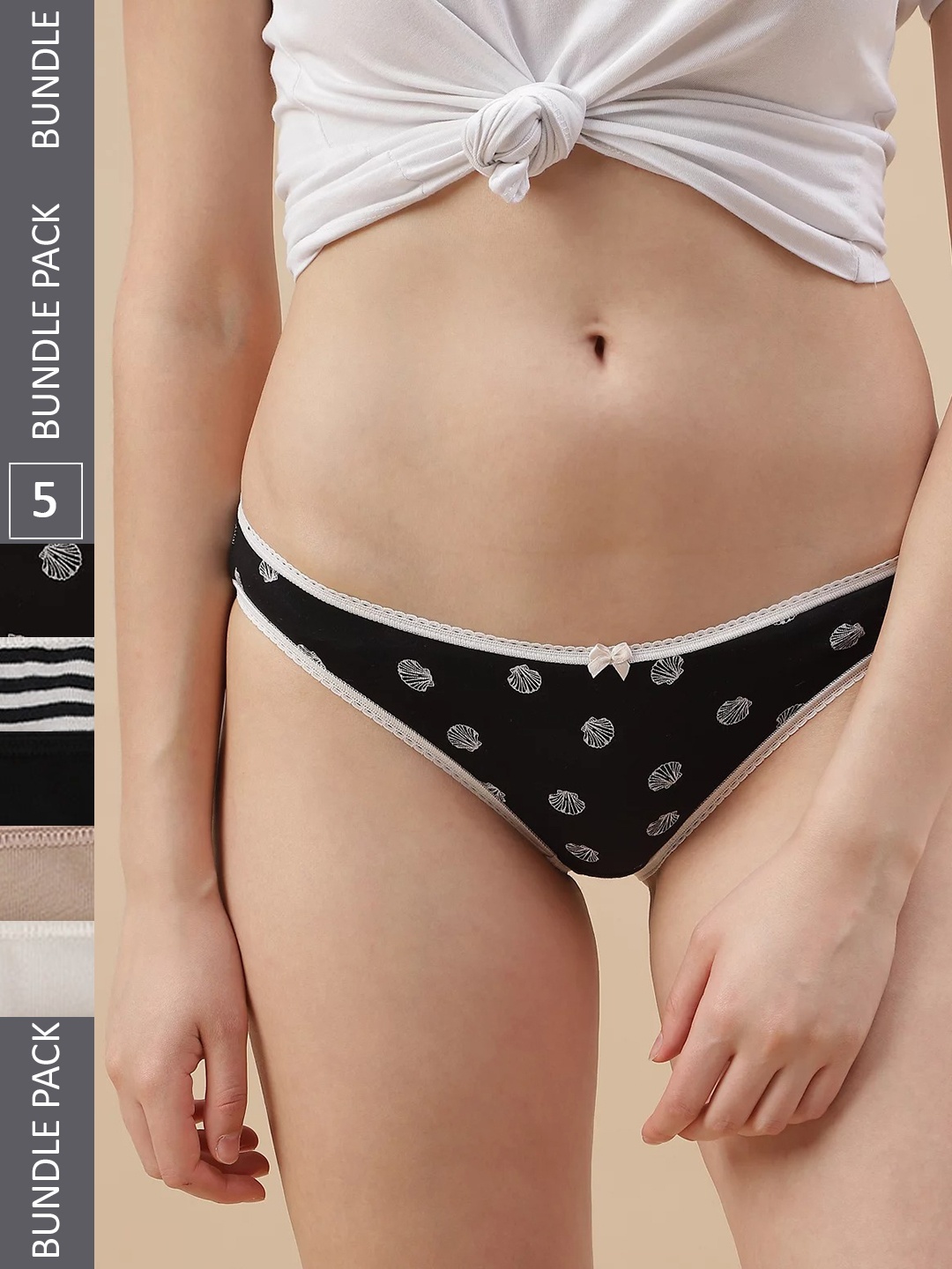 

Marks & Spencer Women Pack Of 5 Printed Bikini Briefs, Black
