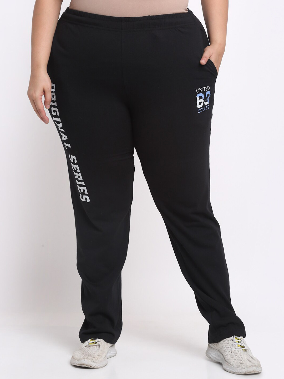 

plusS Women Black Cotton Track Pants