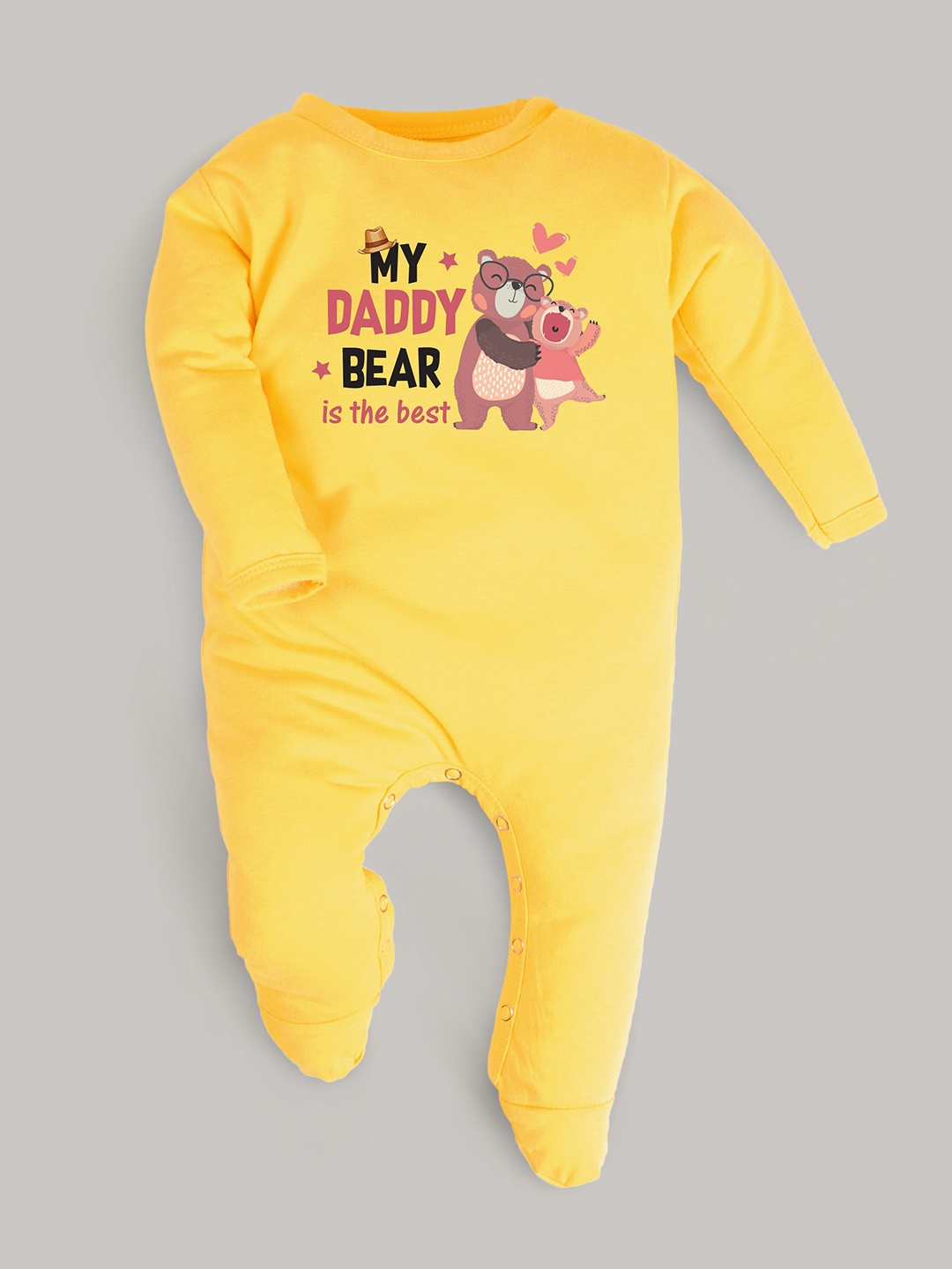 

FFLIRTYGO Infant Printed Pure Cotton Sleepsuit, Yellow