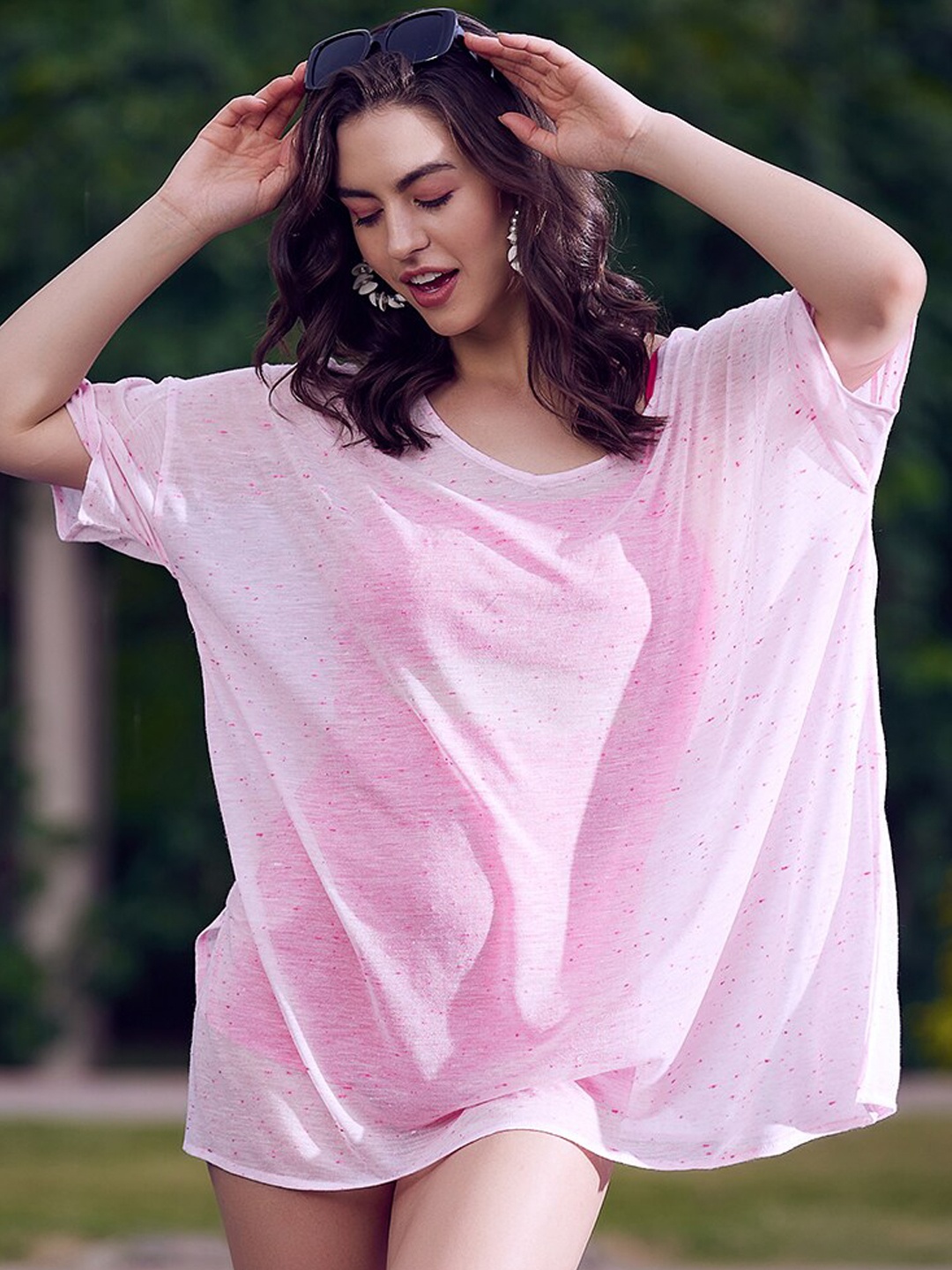 

Athena Abstract Printed V-Neck Cover-Up Dress, Pink