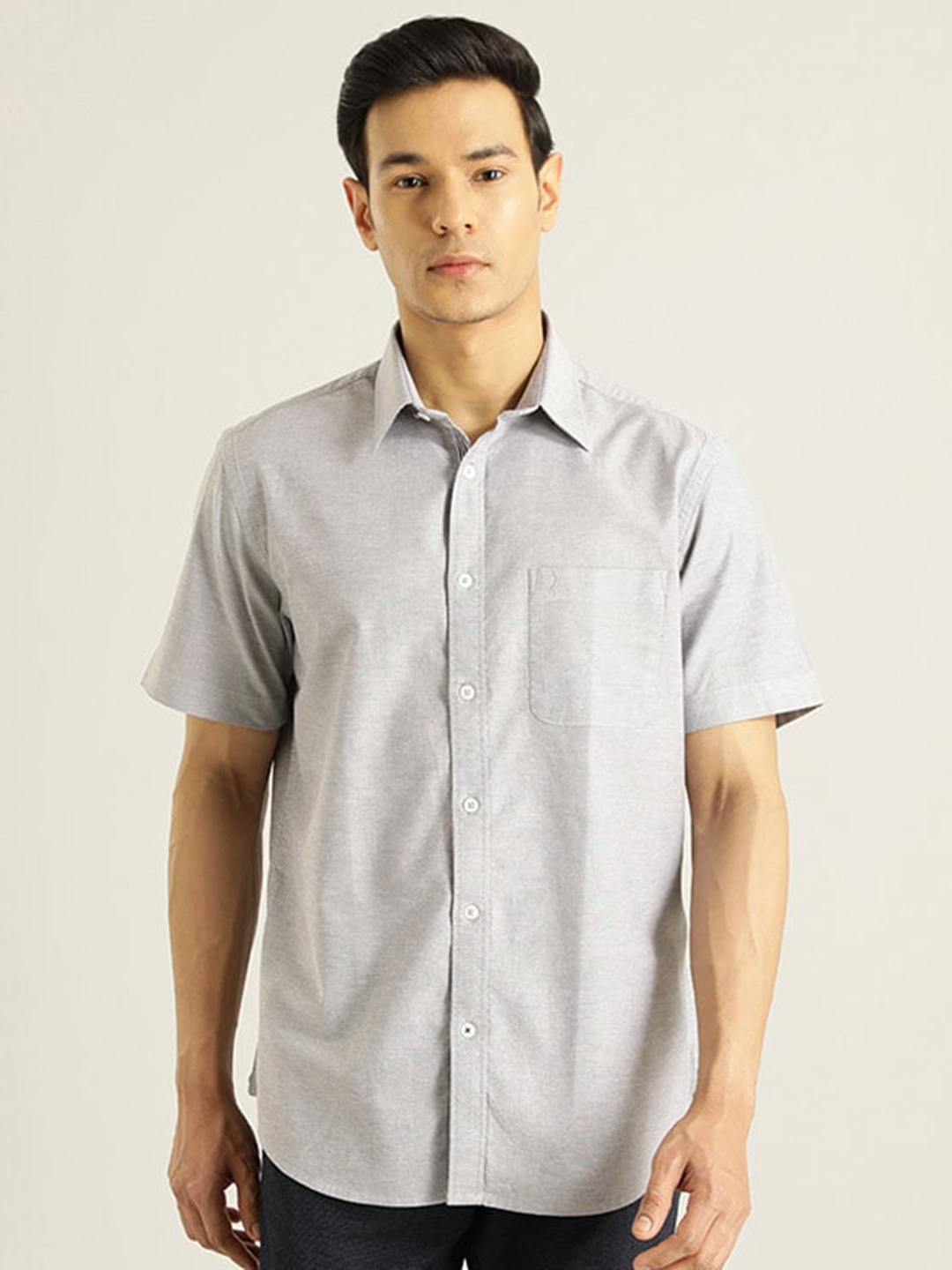 

Indian Terrain Chiseled Slim Fit Casual Pure Cotton Shirt, Grey