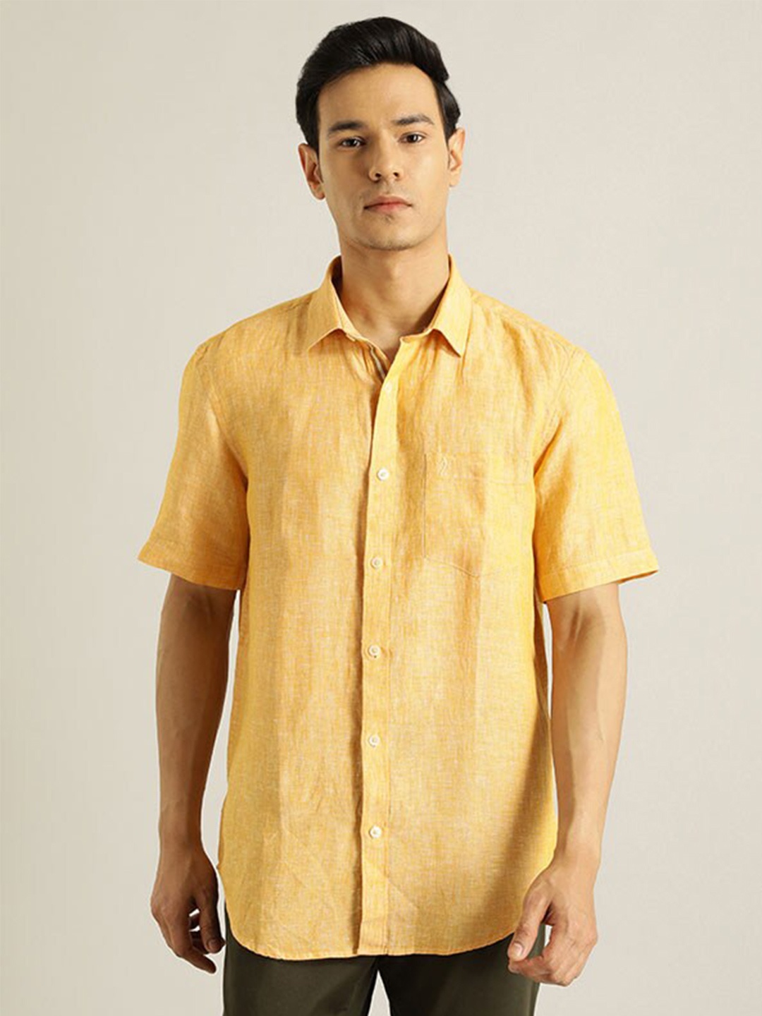 

Indian Terrain Chiseled Slim Fit Opaque Pure Cotton Casual Shirt, Yellow