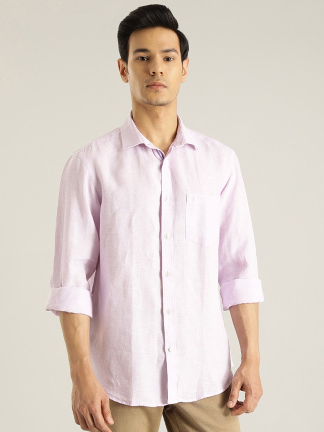 

Indian Terrain Chiseled Slim Fit Pure Cotton Shirt, Lavender