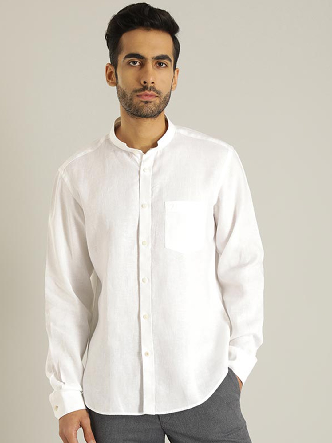 

Indian Terrain Chiseled Slim Fit Pure Cotton Shirt, White