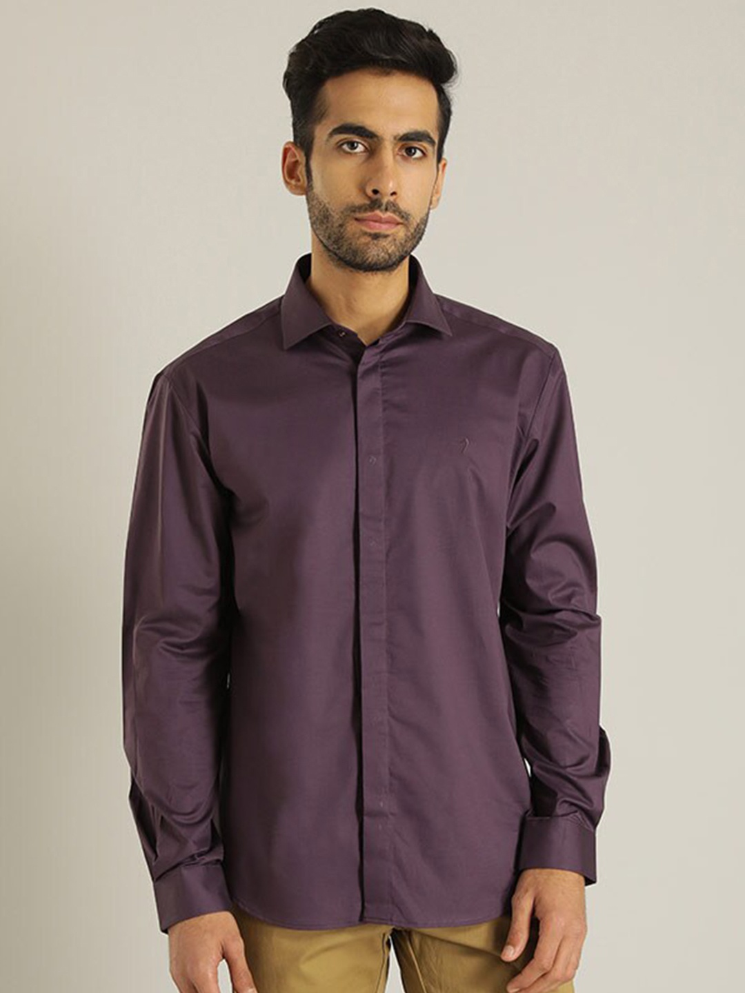 

Indian Terrain Chiseled Slim Fit Pure Cotton Casual Shirt, Purple