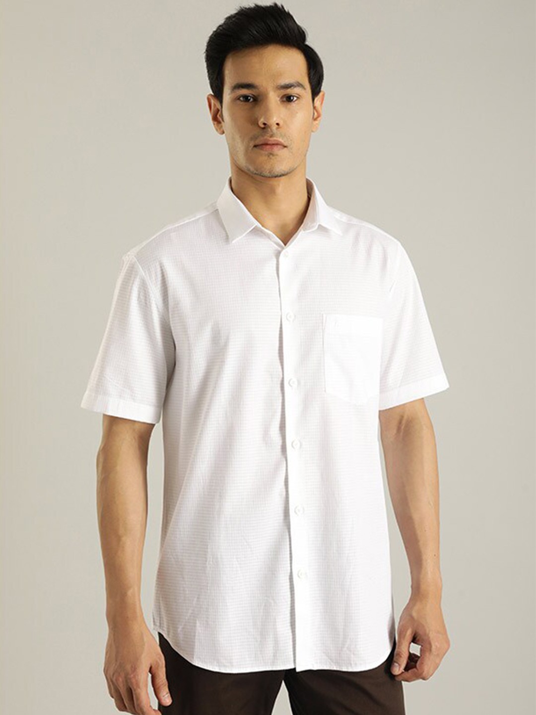 

Indian Terrain Chiseled Slim Fit Pure Cotton Shirt, White