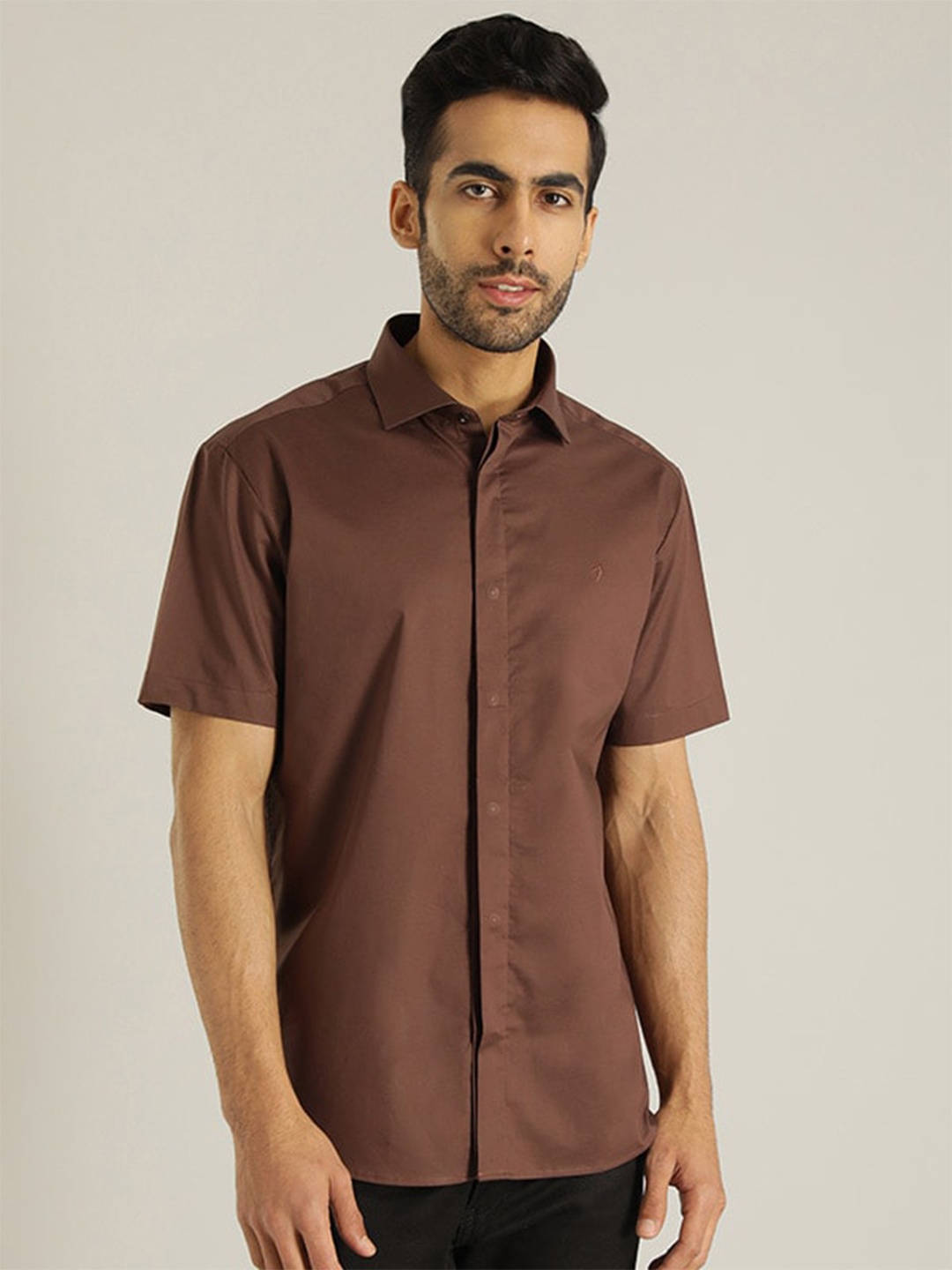 

Indian Terrain Chiseled Slim Fit Cotton Shirt, Brown
