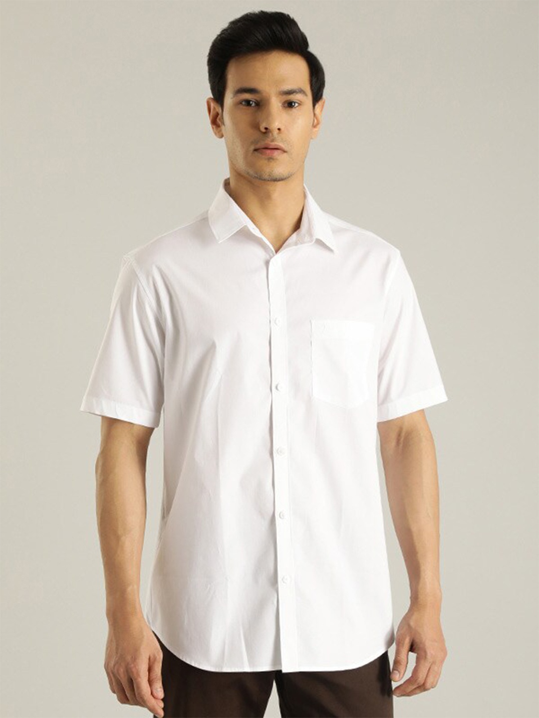 

Indian Terrain Chiseled Slim Fit Opaque Pure Cotton Casual Shirt, White