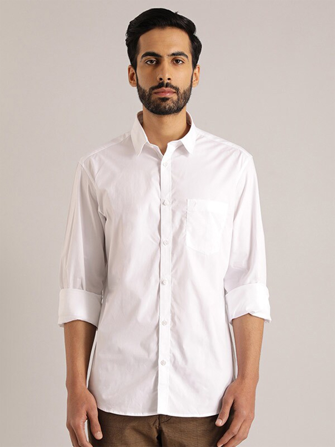 

Indian Terrain Chiseled Slim Fit Pure Cotton Casual Shirt, White