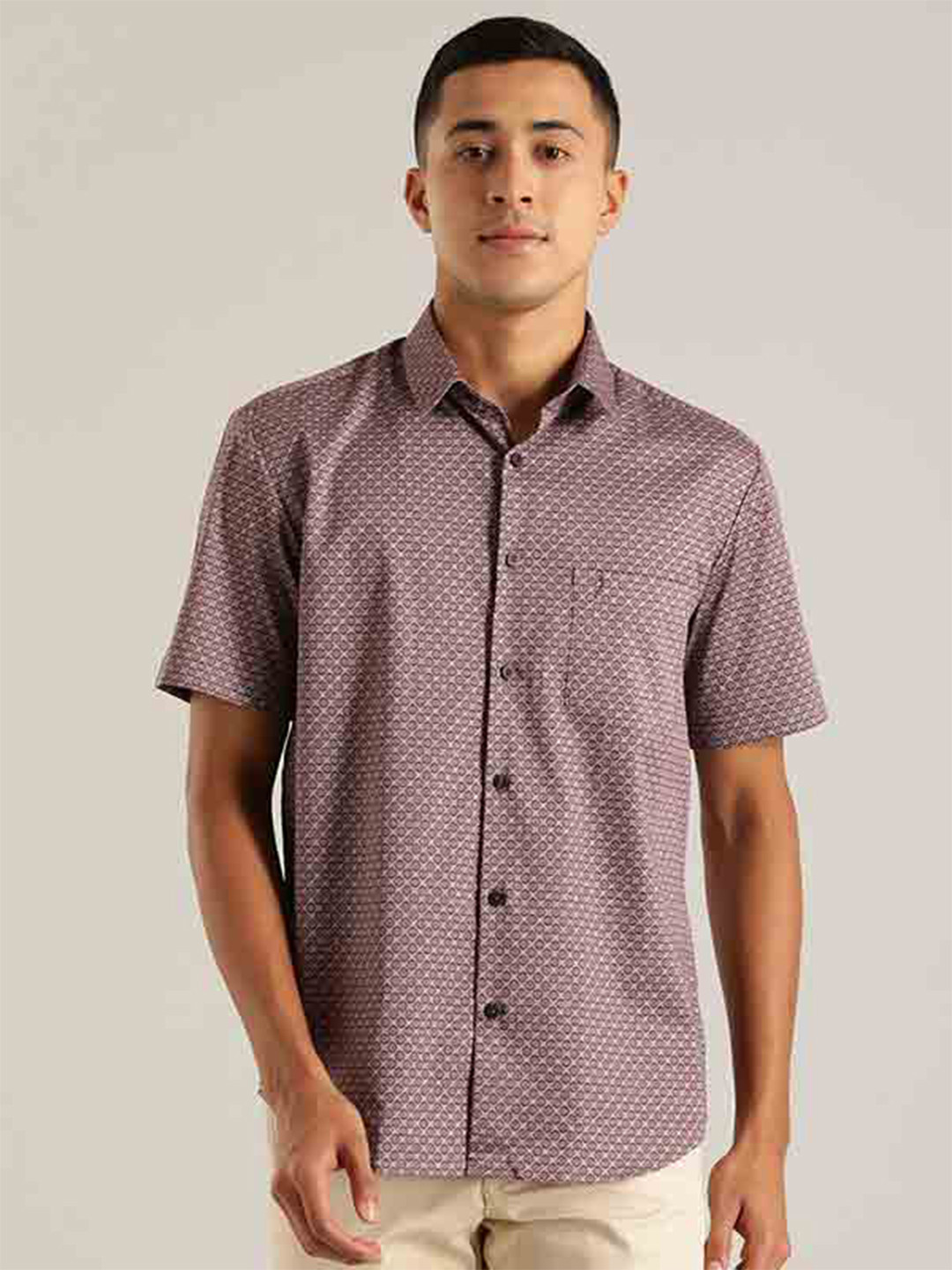 

Indian Terrain Chiseled Slim Fit Printed Casual Shirt, Mauve