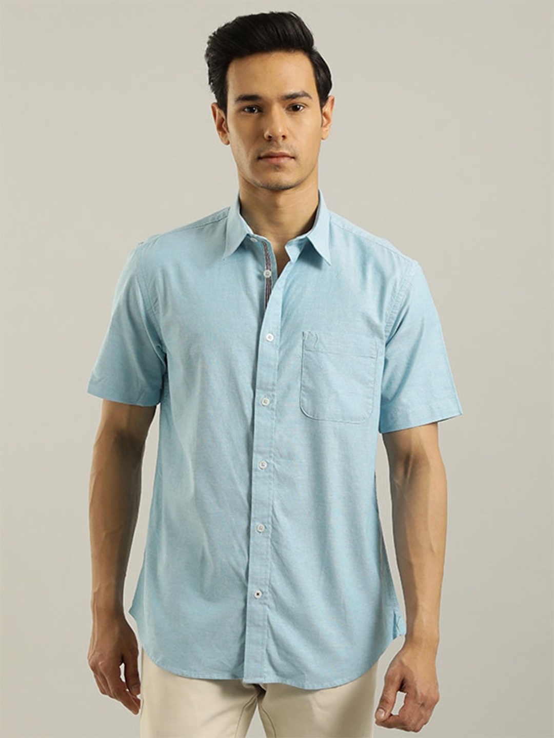 

Indian Terrain Chiseled Slim Fit Pure Cotton Casual Shirt, Blue