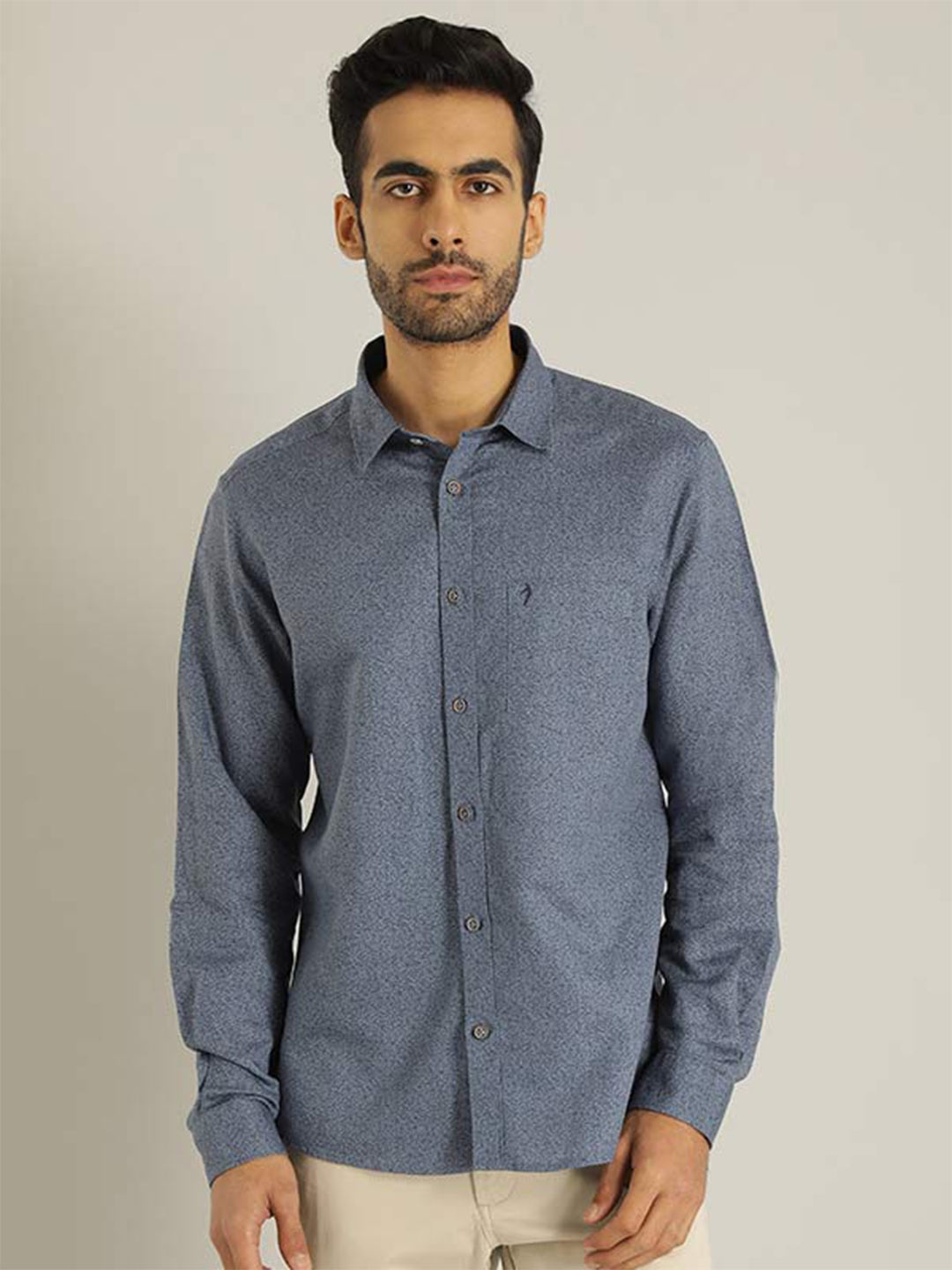 

Indian Terrain Chiseled Slim Fit Floral Printed Pure Cotton Casual Shirt, Grey