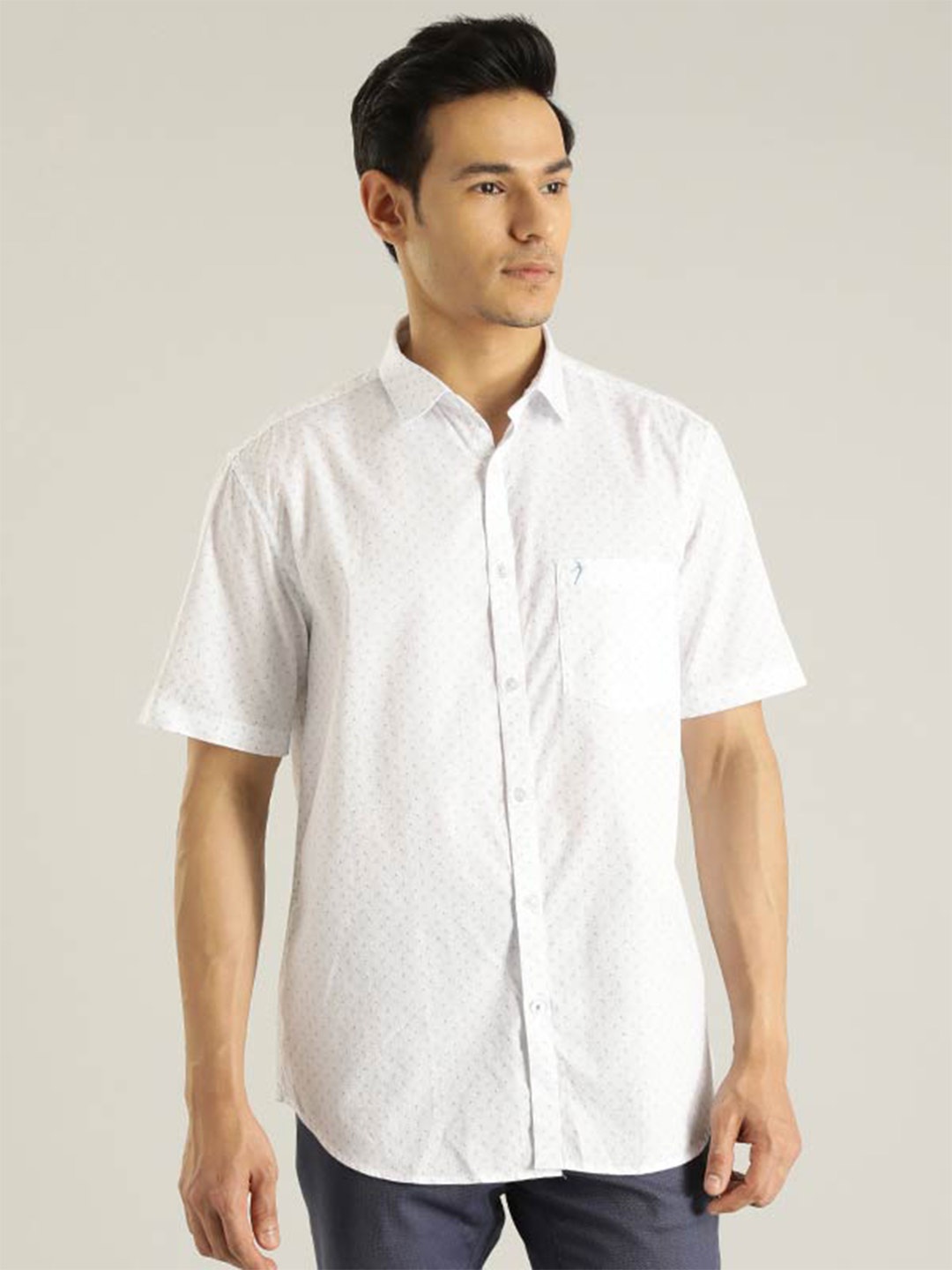 

Indian Terrain Chiseled Printed Slim Fit Casual Shirt, White