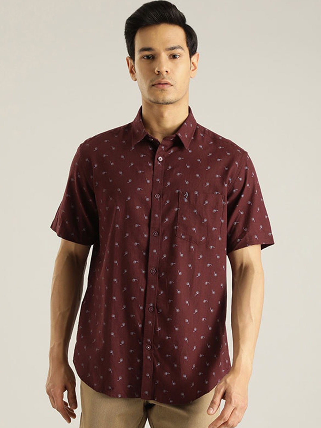 

Indian Terrain Chiseled Printed Slim Fit Casual Shirt, Blue