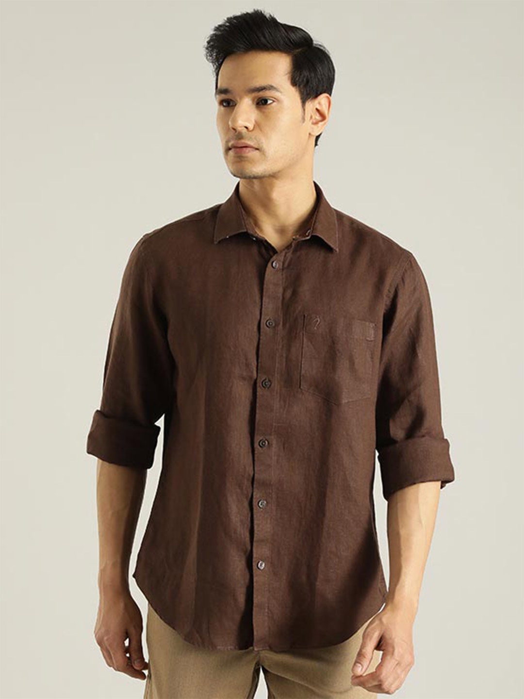 

Indian Terrain Chiseled Slim Fit Opaque Casual Shirt, Brown