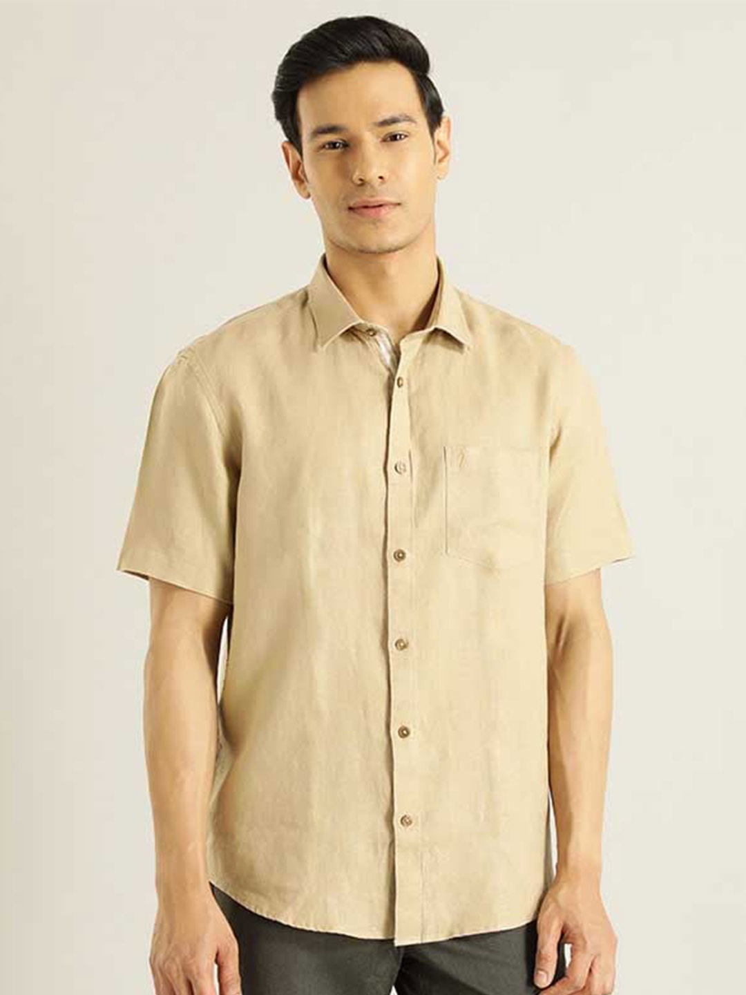 

Indian Terrain Chiseled Slim Fit Pure Cotton Shirt, Brown