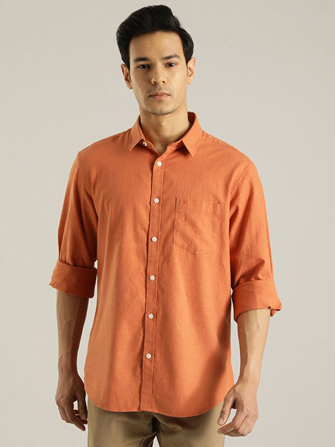 

Indian Terrain Chiseled Slim Fit Opaque Casual Shirt, Red