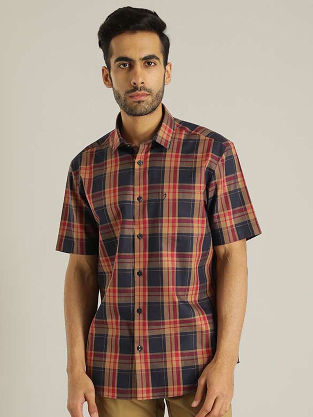 

Indian Terrain Chiseled Slim Fit Checked Cotton Casual Shirt, Brown