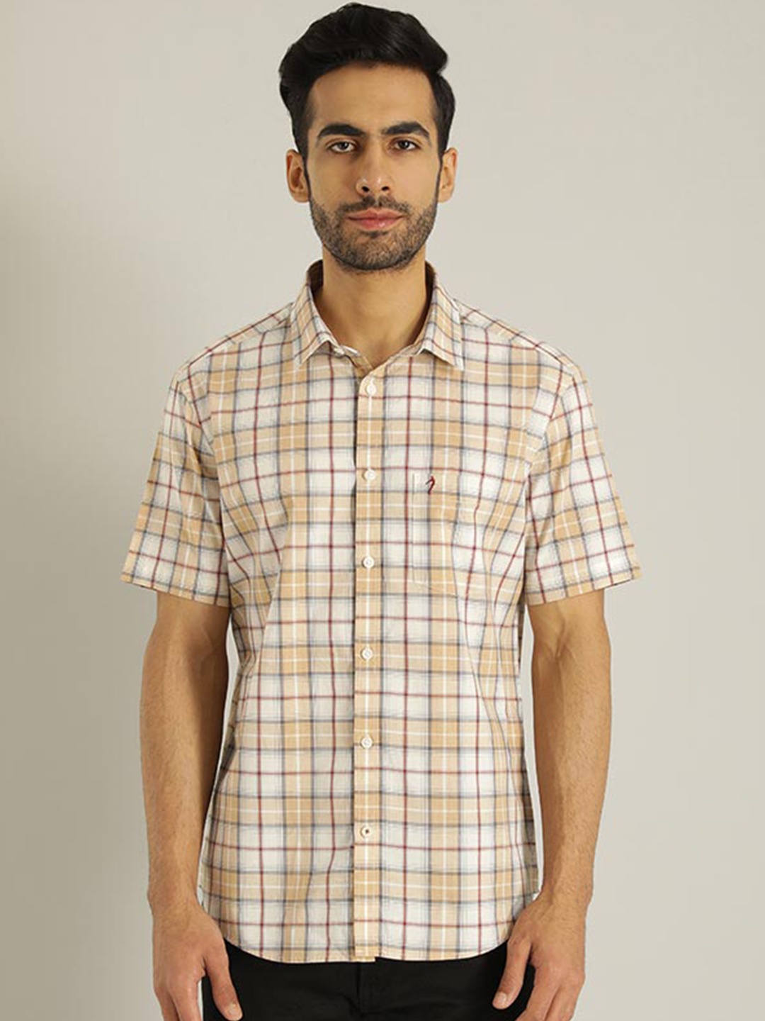 

Indian Terrain Chiseled Tartan Checked Pure Cotton Shirt, Cream