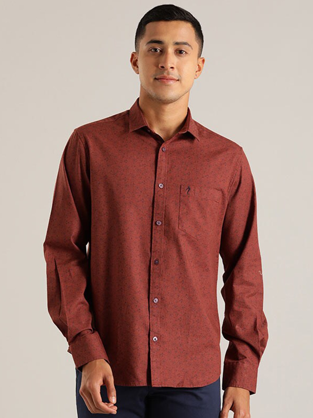 

Indian Terrain Chiseled Slim Fit Opaque Casual Shirt, Red