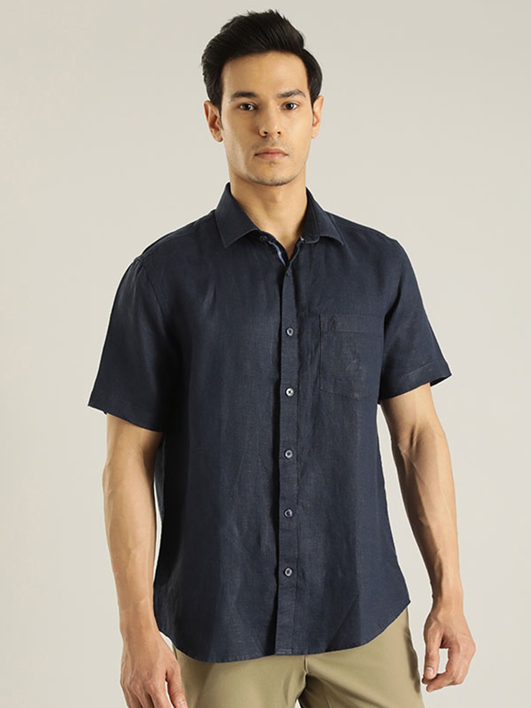 

Indian Terrain Men Cotton Chiseled Slim Fit Opaque Casual Shirt, Blue
