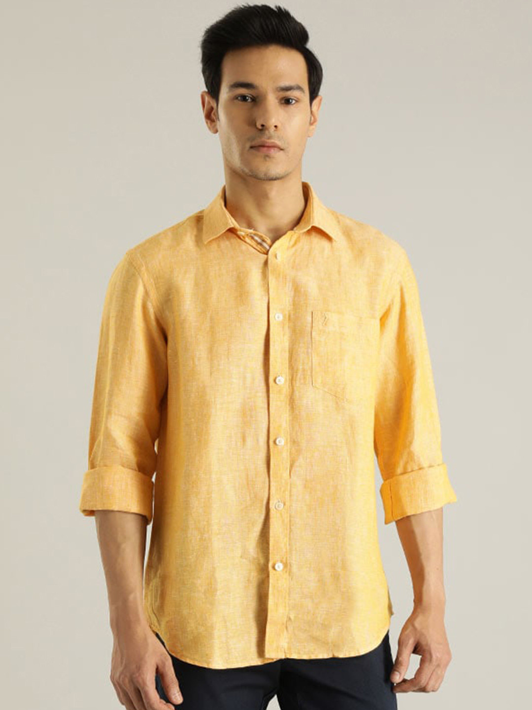 

Indian Terrain Chiseled Slim Fit Casual Pure Cotton Shirt, Mustard
