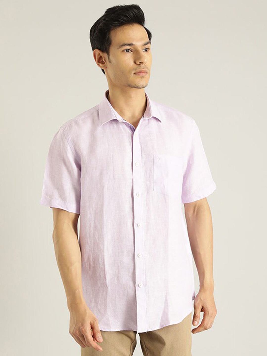 

Indian Terrain Men Chiseled Slim Fit Opaque Pure Cotton Casual Shirt, Purple