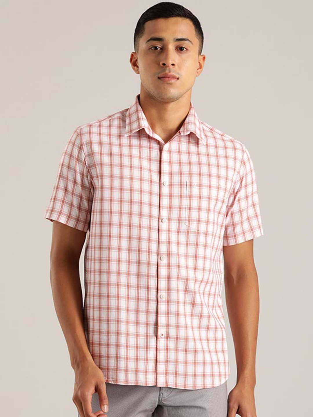 

Indian Terrain Chiseled Slim Fit Checked Pure Cotton Casual Shirt, Yellow